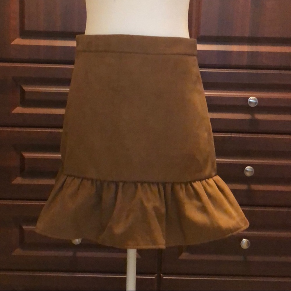 Faux suede JCrew ruffle mini skirt
